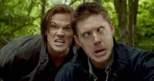 dean winchester,sam winchester,silly,making faces,tv,supernatural,sam,dean,goofy,funny face,making a face