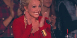 applause,excited,exciting,happy,britney spears,red,smiling,clapping