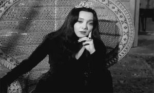 morticia addams,the addams family,black and white,vintage,bw
