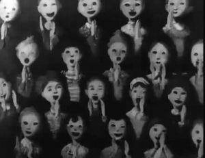 horror,scary,creepy,vintage,black and white,mask,children,child
