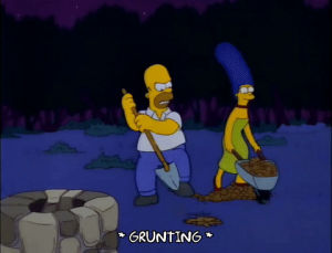homer simpson,marge simpson,season 3,episode 13,frustrated,anger,groundskeeper willie,3x13,growl,dig,grumble