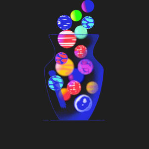 vase,3d,colors,drop,marbling,bouncy balls