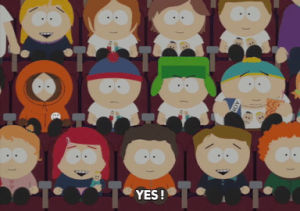 movie theater,sad,eric cartman,stan marsh,kyle broflovski,kenny mccormick,worried,anticipation,terrance and phillip