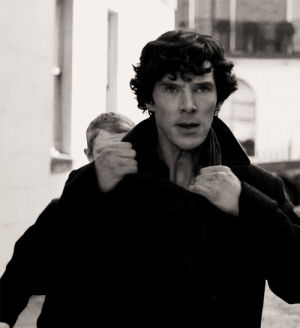 black and white,sherlock,benedict cumberbatch,scarf,coat,lovey and i know it,vinnie pooh