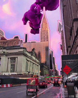 sunset,ink,sky,purple,chrysler building,art,sun,nyc,clouds,new york city