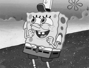 spongebob,spongebob squarepants,dance,black and white,smile,hot