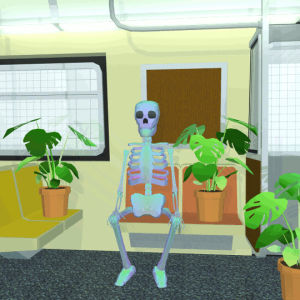 skeleton,plants,subway,train,ride