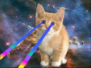 laser,cat,space,eyes,rainbow
