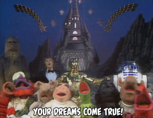 kermit,threepio,television,disney,star wars,vintage,celebs,muppets,luke skywalker,chewbacca,vintage television,miss piggy,mark hamill,kermit the frog,the muppet show,gonzo the great,when you wish upon a star