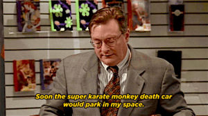 super karate monkey death car,newsradio,90s,jimmy james,stephen root