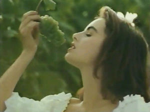 vhs,eating grapes,grapes,80s,1980s,80s babes