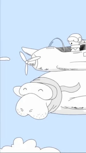 bff,fly,flying,frame by frame,cute,i believe i can fly,animation,adorable,manatee,happy,friends,2d,airplane,awww,hand drawn,cartuna,aviator,got your back,never gonna let you down,i got your back,bffae