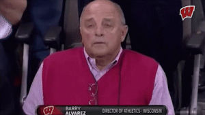 wisconsin,wisconsin badgers,happy,thumbs up,pleased,college basketball,ncaa basketball,ncaam,badgers,uwbadgers,wisconsin basketball,university of wisconsin,barry alvarez,athletic director