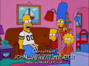 homer simpson,bart simpson,marge simpson,lisa simpson,episode 8,angry,maggie simpson,upset,season 12,flag,12x08,game day,sports fan,disscussing