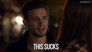 breaking up,tears,sad,crying,cry,upset,tv land,younger,youngertv,sucks,sutton foster,nico tortorella,this sucks