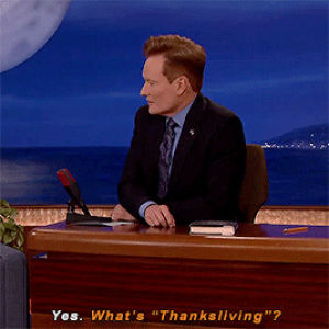 conan obrien,conan,thanksgiving,jesse eisenberg,team coco,fq,veganism,i love you and your voice so much