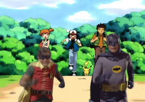 pokemon,batman,running,run,pikachu,robin,running away,adam west,60s