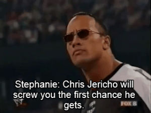 stephanie mcmahon,wwf,the rock,chris jericho,my set,classic wwf moments,i was like no im supposed to be on their side but shes making me feel sad for her lol