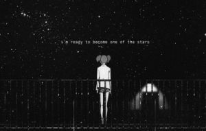 anime,anime girl,stars,night sky
