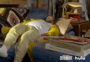 passed out,fall out of bed,drunk,tyler labine,tv,hulu,hulu original series,deadbeat,kevin pacalioglu,going down