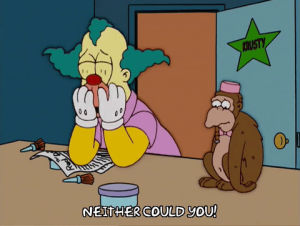 15x22,krusty the clown,sad,episode 22,upset,season 15,krusty