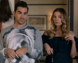 schitts creek,brother and sister,david rose,alexis rose,funny,comedy,look,humour,cbc,canadian,schittscreek,siblings,daniel levy,levy,annie murphy,dan levy,in joke