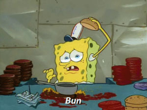 confused,spongebob squarepants,making,bun,krabby patty