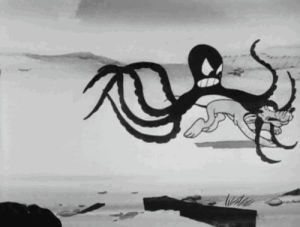 octopus,pluto,animation,disney,vintage,beach,cartoons,1930s,1931,the beach party