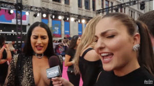 nikki bella,tongue out,bella twins,rock on,red carpet,mmvas,silly,having fun,mmva,good time,jaclyn forbes,mtv fora