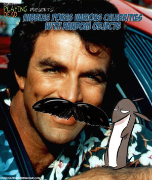 mustache,celebrity,tom selleck,playing dead,rosberg,prix,nibble