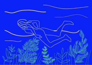 blue,swimmer,ocean,girl,illustration,swim