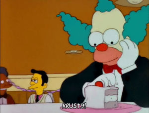 reverend lovejoy,season 3,marge simpson,episode 21,bored,krusty the clown,3x21,sulking,on camera,high easter