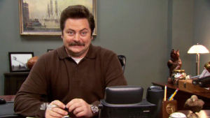 parks and recreation,laughing,ron swanson,nick offerman