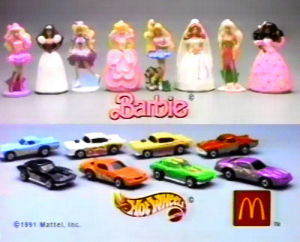 barbie,mcdonalds,happy meal,90s,1991,hot wheels