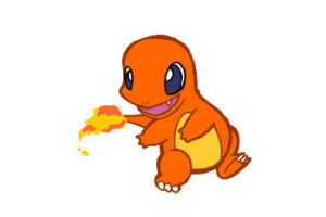 pokemon,charmander,cute cartoon,transparent,running,on fire