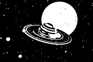 space,3d,black and white,infinite,cinema 4d,planets,loop,sketch and toon,c4d,galaxy
