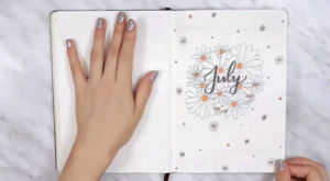 agenda,bullet journal,art,drawing,flowers,orange,july,artwork,daisy,tracker,amandarachlee
