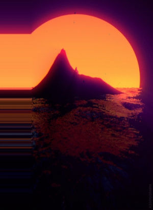 c4d,mountain,loop,water,sun,digital,horizon,peak