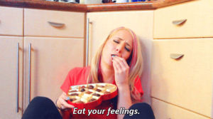 eat your feelings,youtube,funny,celebrities,sitting,jenna marbles,chocolates,comfort eating,eat your emotions,eating your feelings