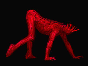 red,fiend,walking,lurk,animation,creepy,monster,cycle,menace,humanoid