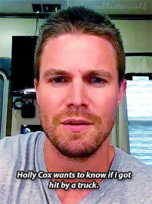 stephen amell,nice try,look at him playing all stupid,nice try amell,like we dont know,facebook live qa,like we didnt see pictures,tamagotchis,i have no idea what that is,taste the rainbow