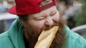 viceland,fuck thats delicious,bite,bread,action bronson,yup