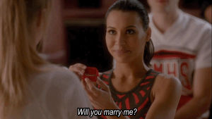 propose,will you marry me,glee,excited,santana lopez,naya rivera,heather morris,brittany pierce,proposal,jagged little tapestry