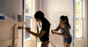 fun,ted,interior decorating,love,happy,couple,sweet,mila kunis,painting,happiness,playful,weheartit,weheartitcom