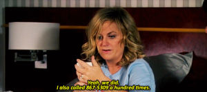 hungover,drunk,drunk dial,leslie knope,8675309,parks and recreation,7x07,donna and joe