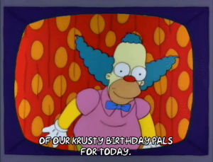 season 3,episode 13,krusty the clown,3x13,ecstatic,announcing,punchlines usa today