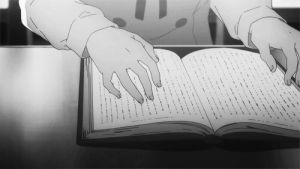 mitsuki nase,mitsuki,anime,book,bw,monochrome,the rapture