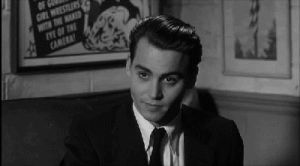 ed wood,johnny depp,black and white,confused,frustrated