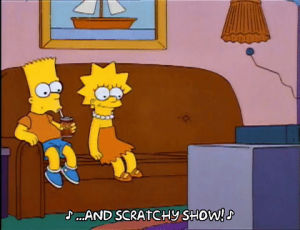 watching tv,couch,season 3,bart simpson,lisa simpson,episode 1,drinking,blinking,thirsty,3x01,mesmerized