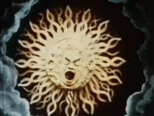 silent film,silly,early cinema,1900s,melies,early film,le voyage dans la lune,animation,vintage,space,train,sun,science fiction,a trip to the moon,george melies,1902,trip to the moon,voyage a la,george melis